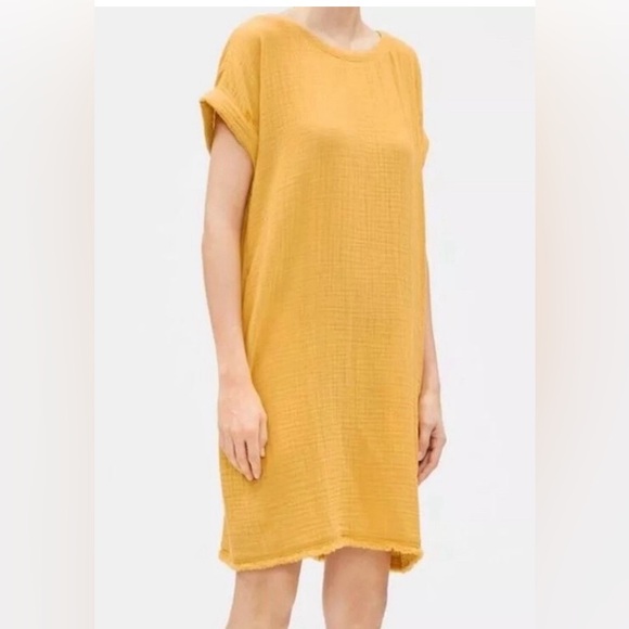 New w/tags XL 1X Eileen Fisher organic cotton gauze dress marigold - Picture 5 of 6
